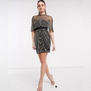 NWT ASOS Embellished Cape Mini Dress US 14/ UK 18